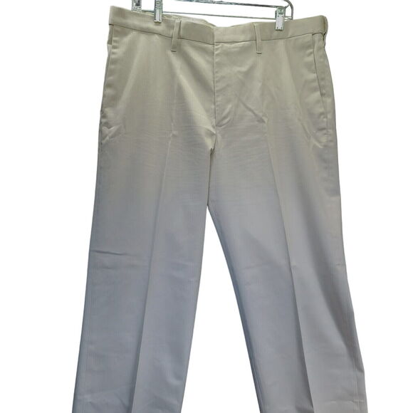 Haggar Mens Dress Pants Beige Size 38 Cotton Blend Button Zip Pockets Stretch - Picture 1 of 12